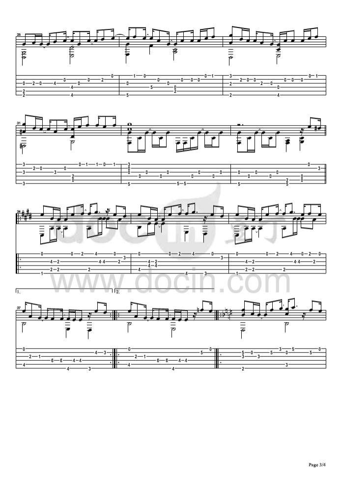 一番の宝物吉他谱_AngelBeats_一番の宝物指弹谱E调六线谱_豆丁网编配__豆丁网_调