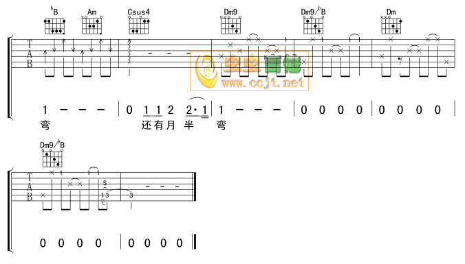 月半湾吉他谱_陈坤_虫虫吉他_F调