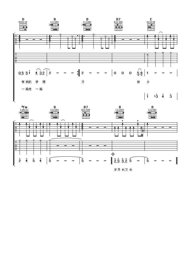 走四方吉他谱_韩磊_阿潘音乐工场_E调